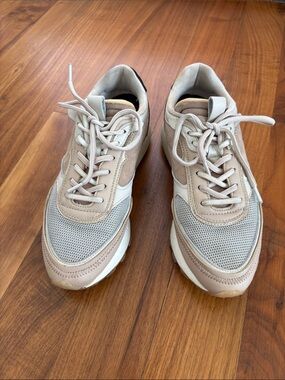 Hoff Beige and Taupe Mesh Platform Sneakers